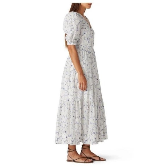 Nicholas Celie Maxi Dress 6 Floral Print V-Neck Purple/White - Picture 2 of 16